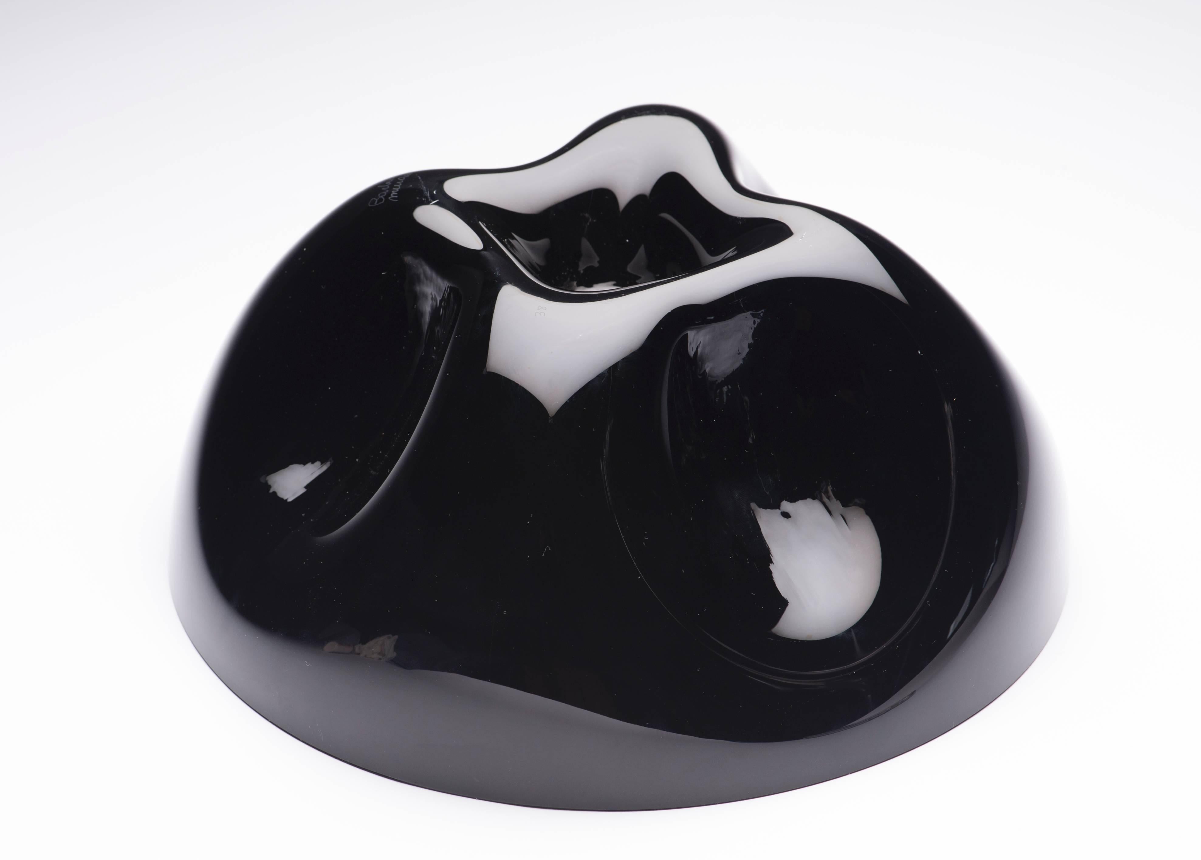 Alfredo Barbini Black Glass Italian Murano Bowl 2