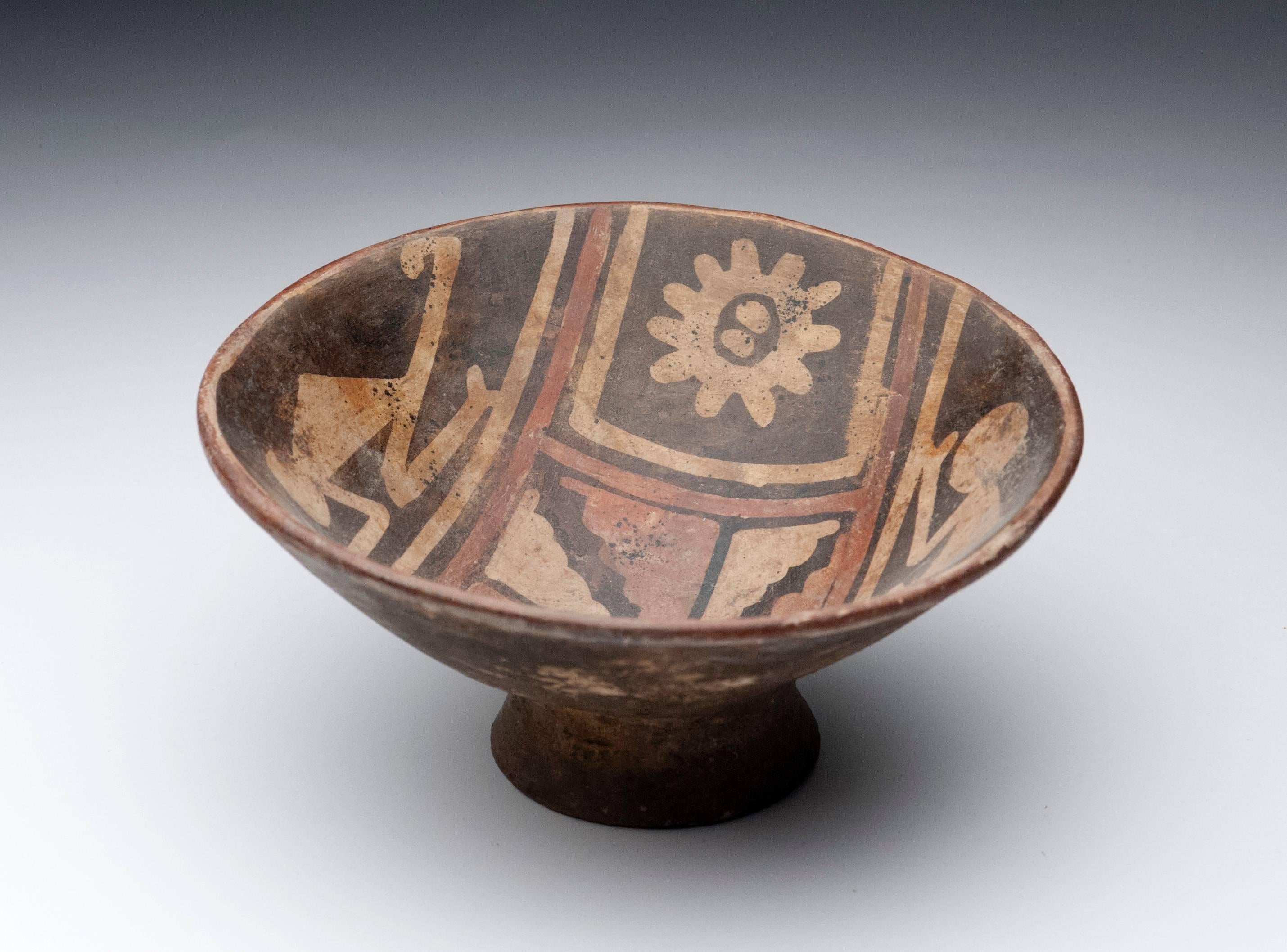 Colombian Pre-Columbian Narino Bowl with Monkey Decoration