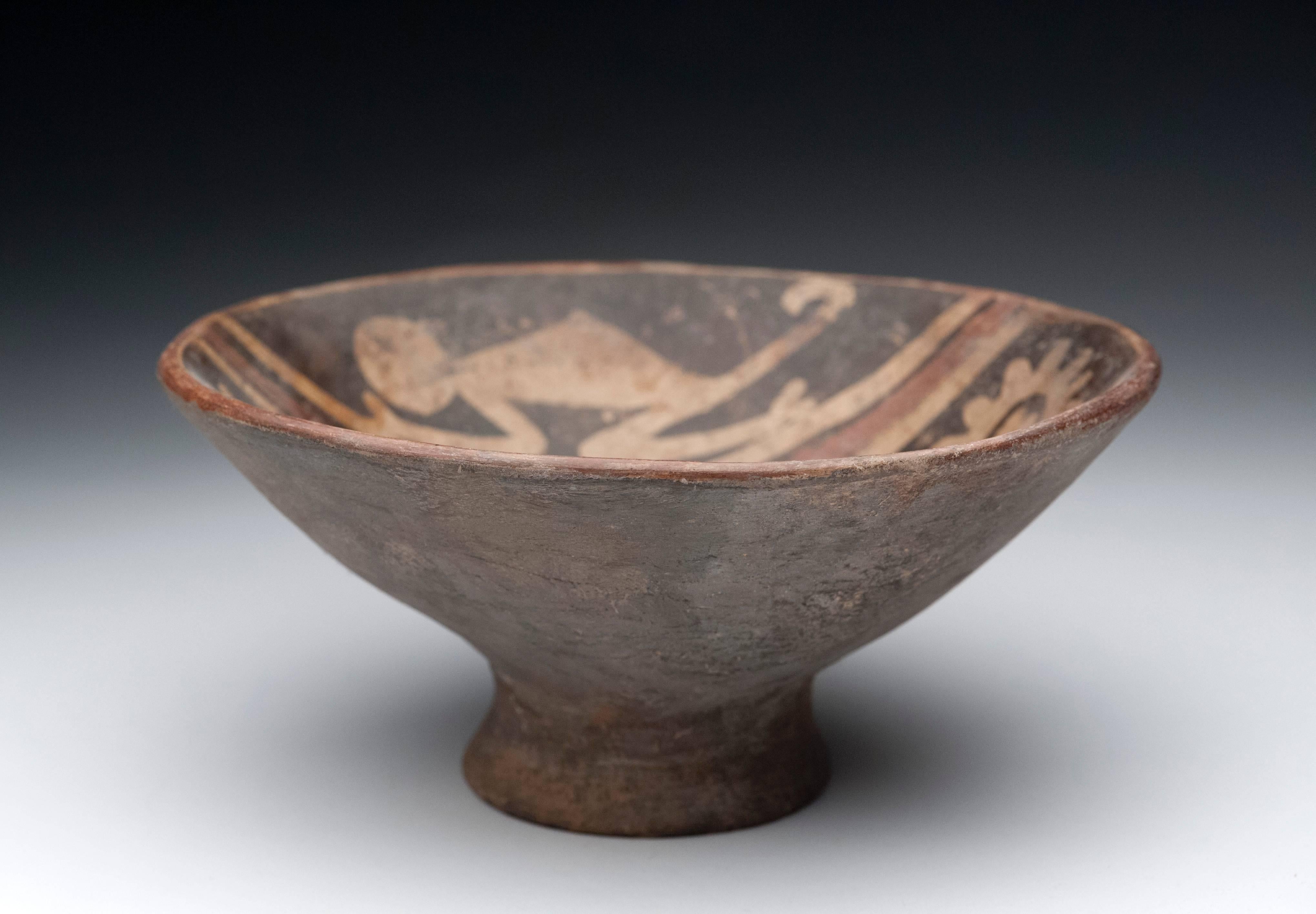 18th Century and Earlier Pre-Columbian Narino Bowl with Monkey Decoration