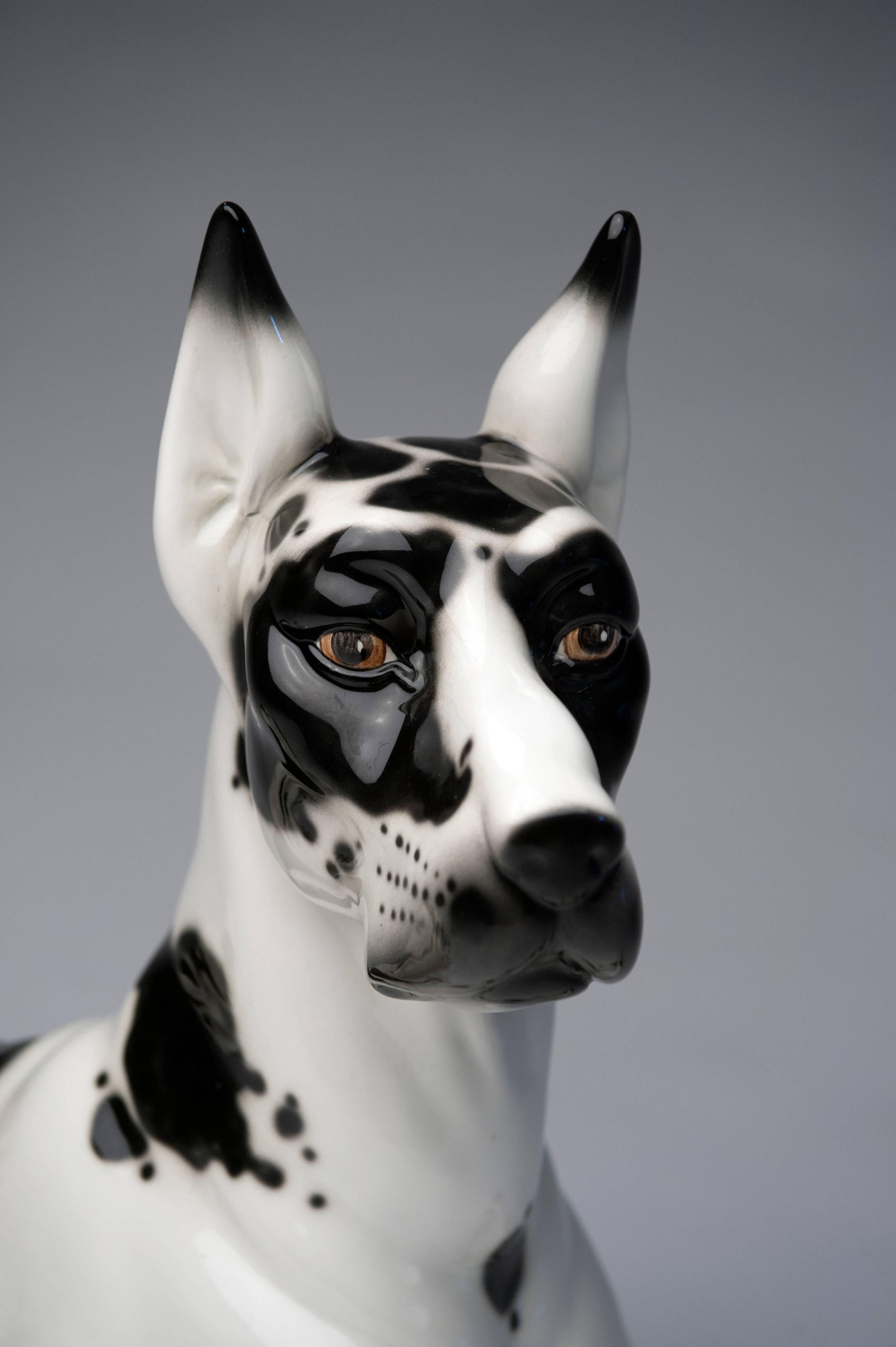 Spanish Life Size Great Dane Porcelain Dog Sculpture by Lladro Hispania of Spain