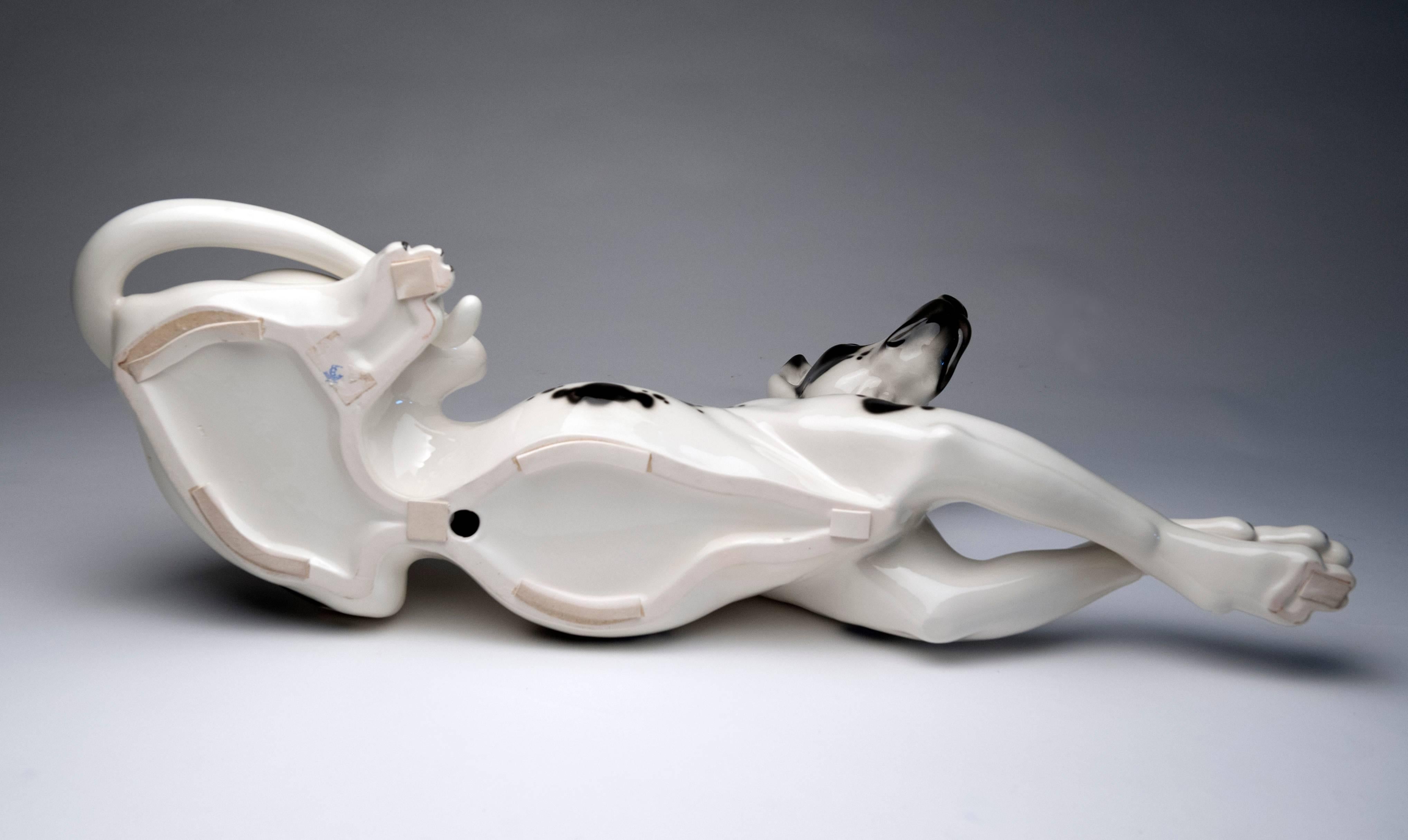 Ceramic Life Size Great Dane Porcelain Dog Sculpture by Lladro Hispania of Spain