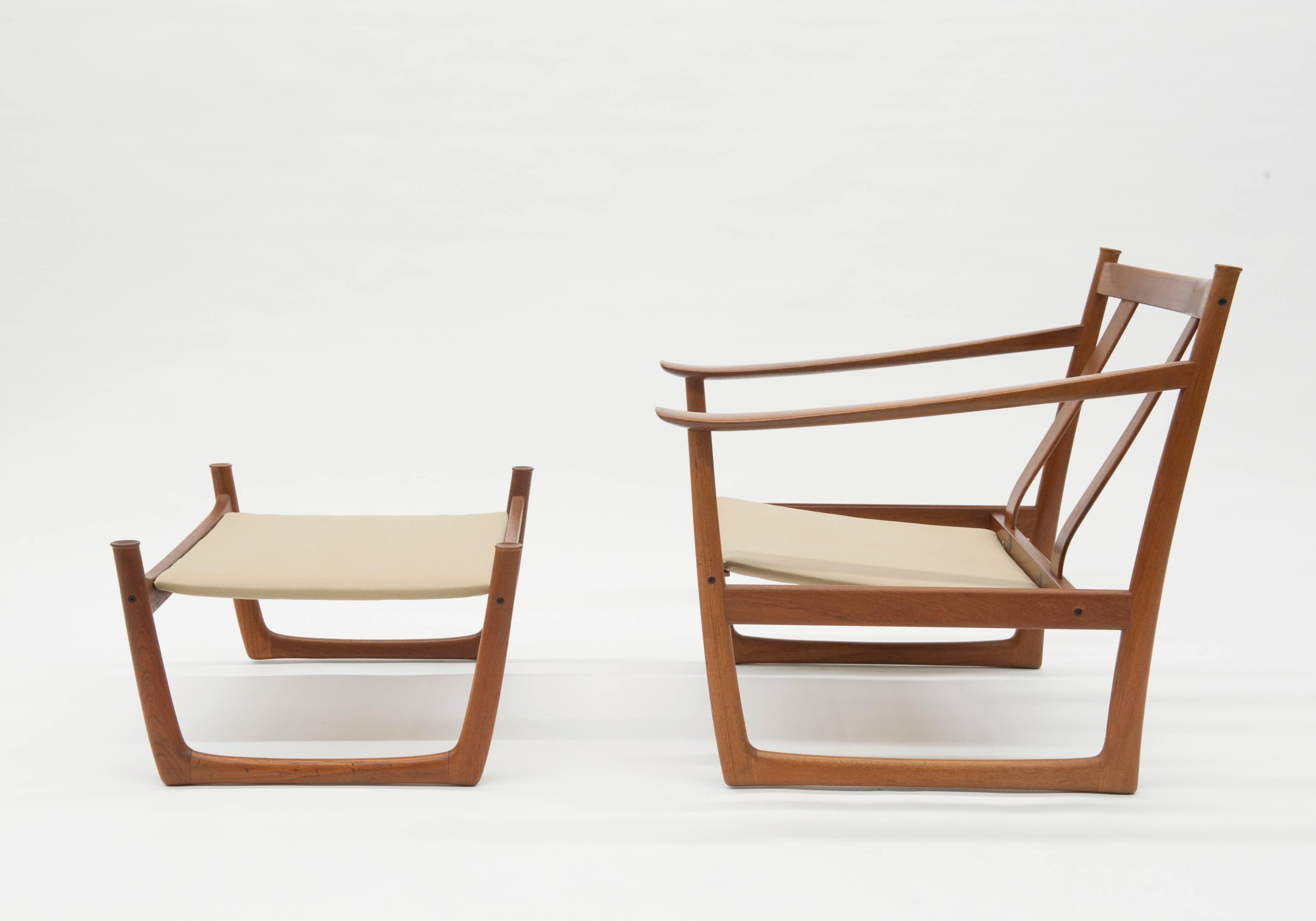 Danish Modern Lounge Chair and Ottoman by Peter Hvidt & Orla Mølgaard-Nielsen 2