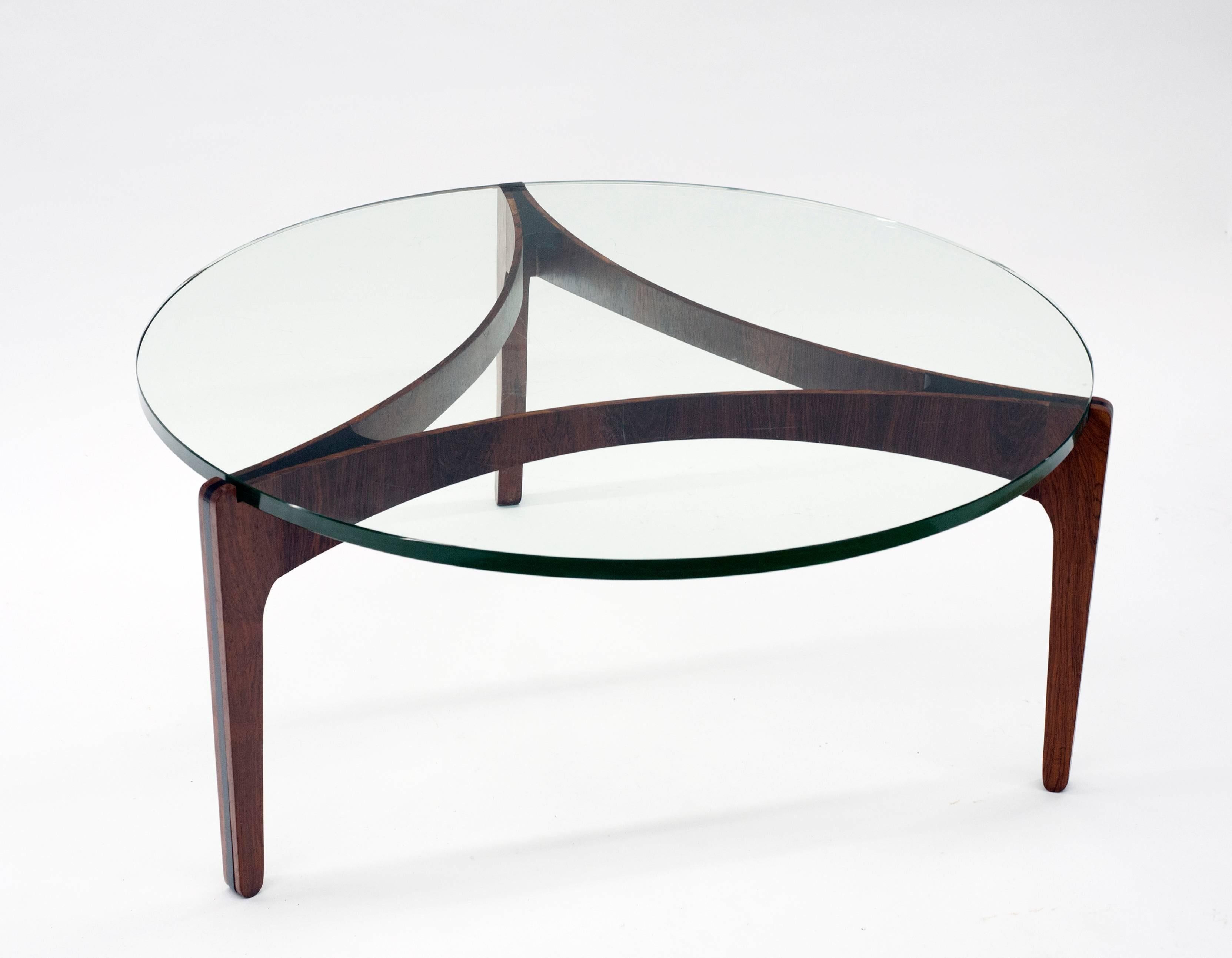 Danish Modern Rosewood and Ebony Glass Coffee Table by Sven Ellekaer, 1962 In Excellent Condition In Washington, DC