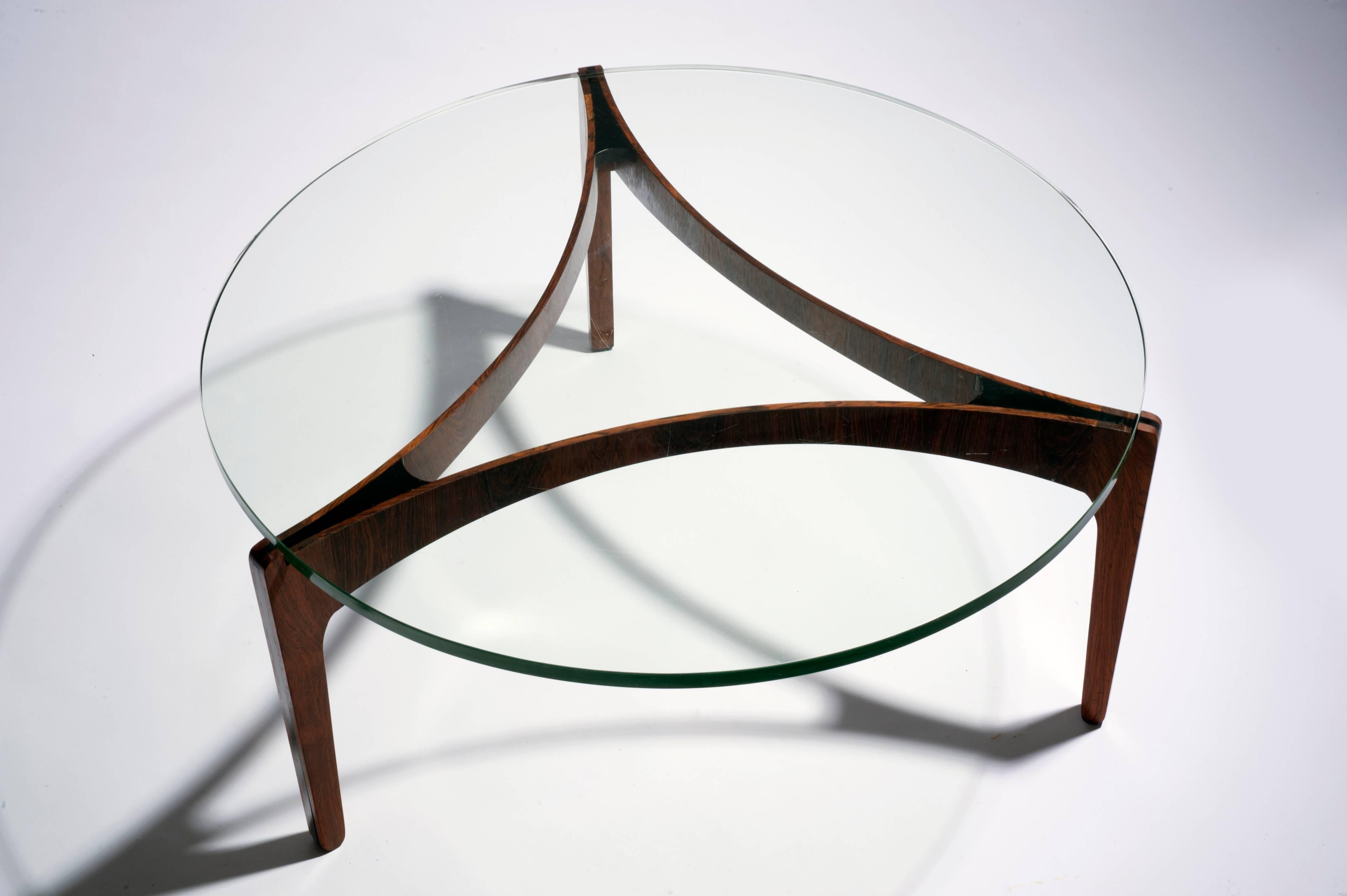 Danish Modern Rosewood and Ebony Glass Coffee Table by Sven Ellekaer, 1962 3