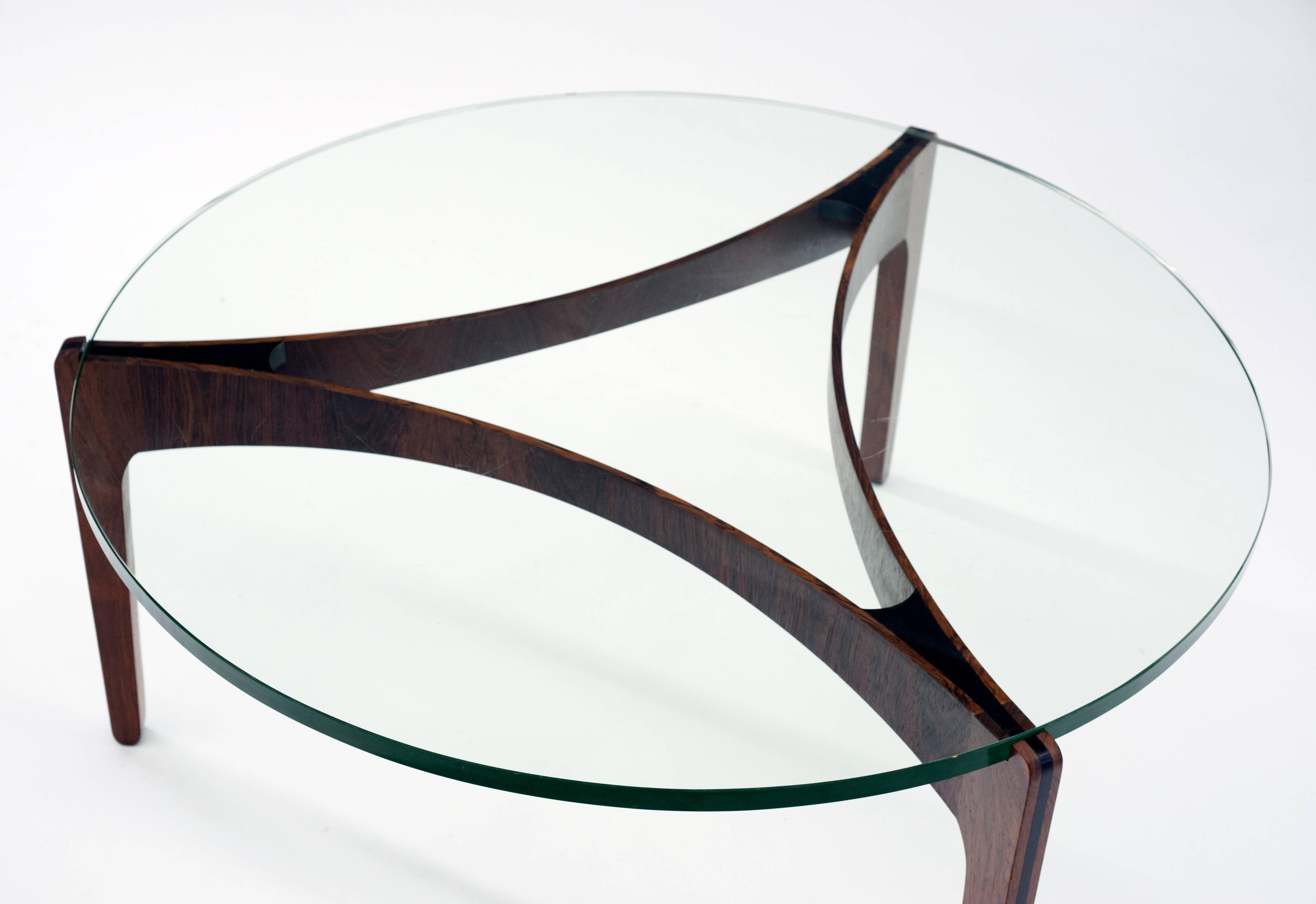 Danish Modern Rosewood and Ebony Glass Coffee Table by Sven Ellekaer, 1962 1