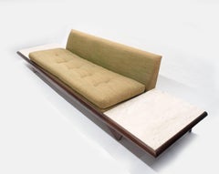 Modern Adrian Pearsall Sofa with Travertine Side Tables