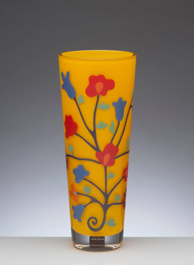 Italian Modern Yellow Glass Flower Vase by Sottsass Associati at 1stDibs