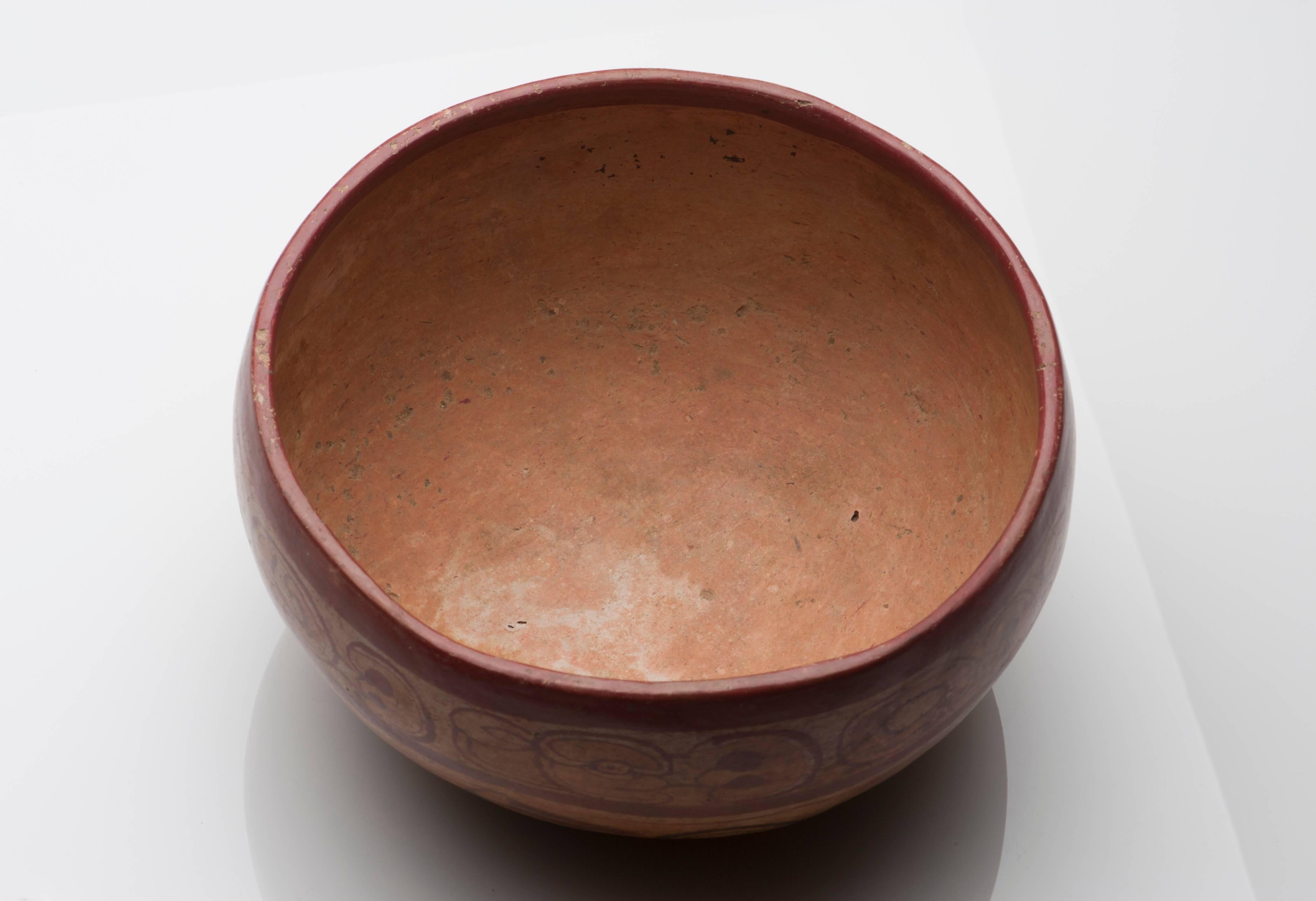 18th Century and Earlier Pre-Columbian Maya Polychrome Monkey Bowl