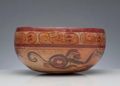 Pre-Columbian Maya Polychrome Monkey Bowl