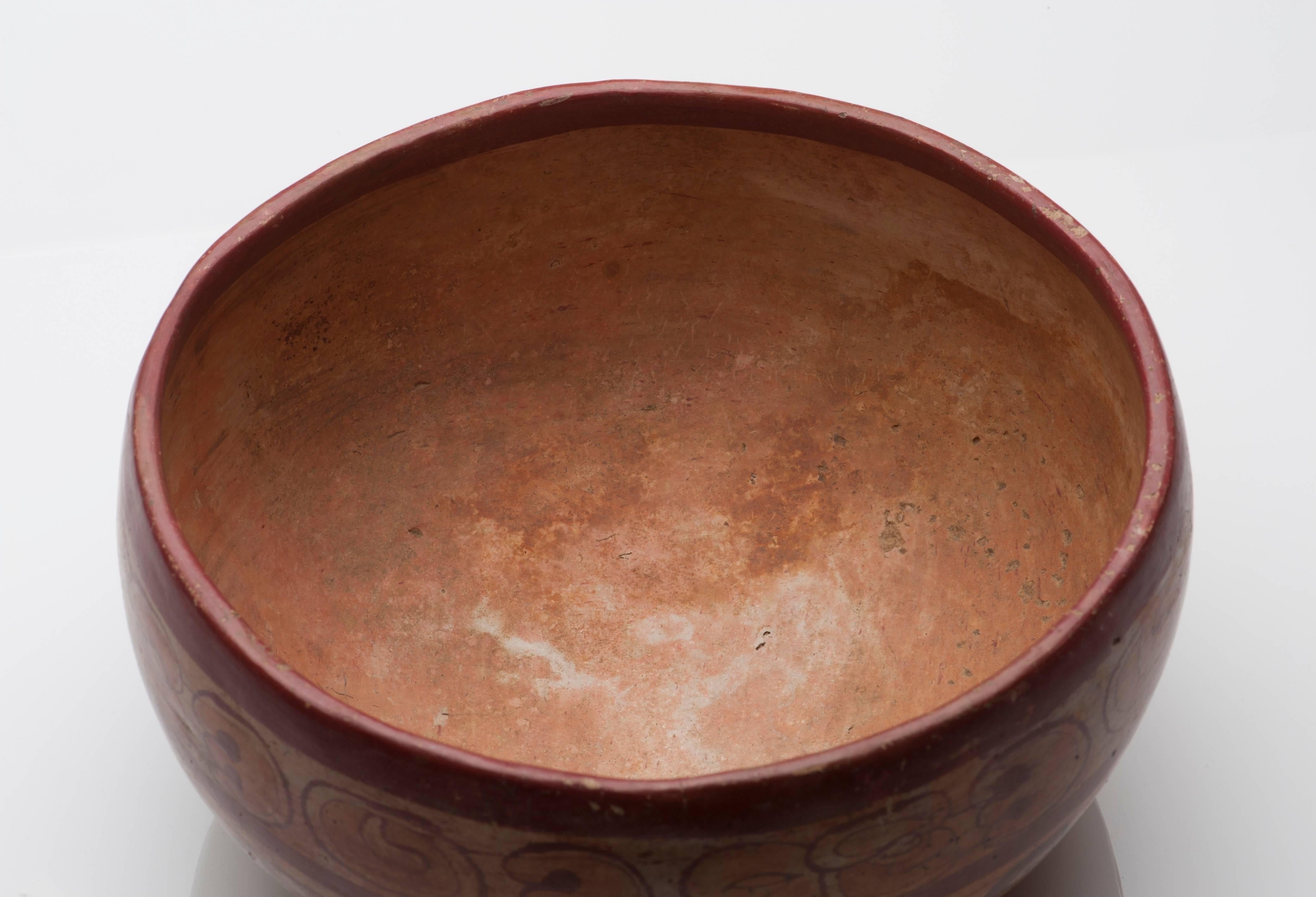Pottery Pre-Columbian Maya Polychrome Monkey Bowl