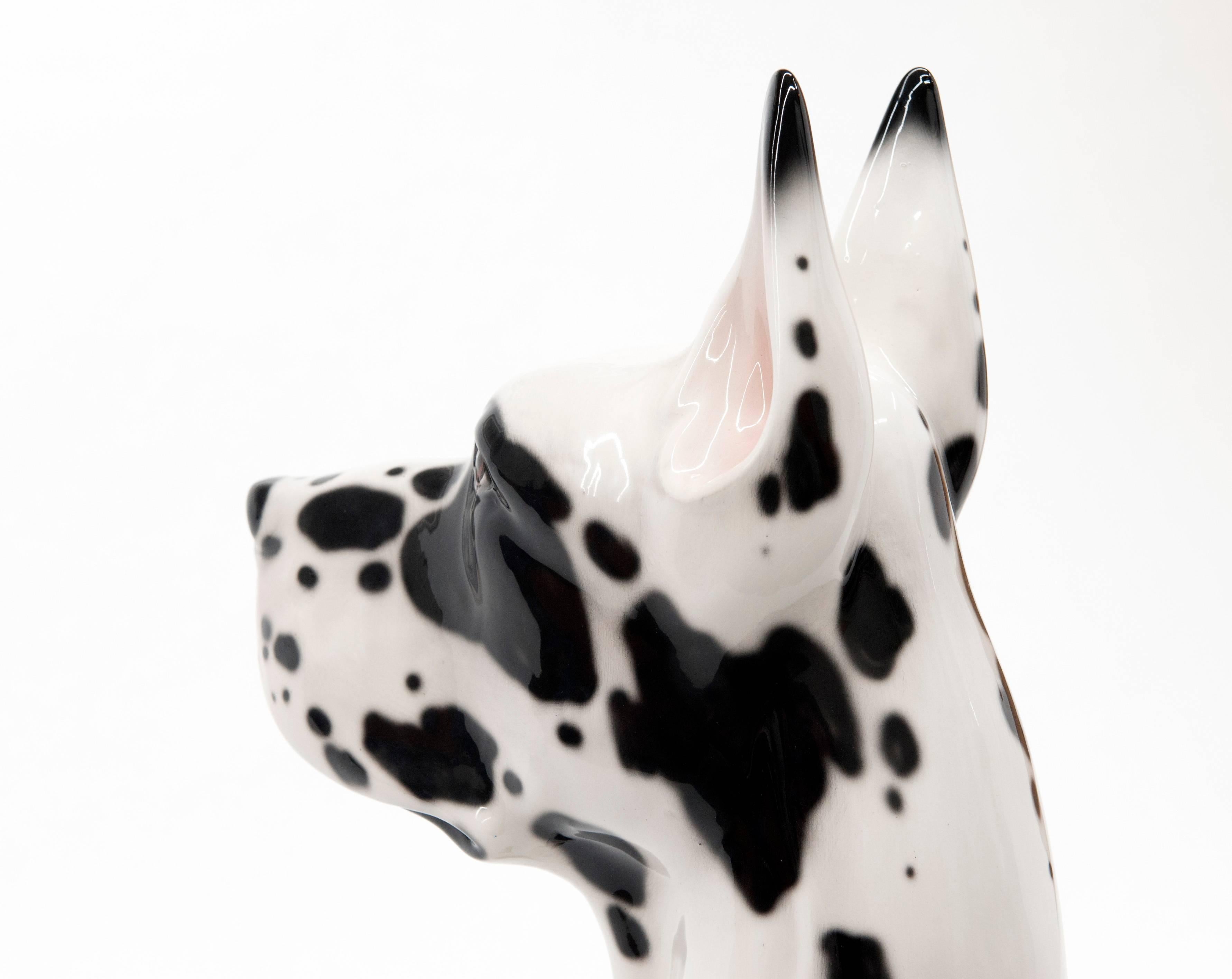 Italian Ceramic Great Dane Dog Sculpture 