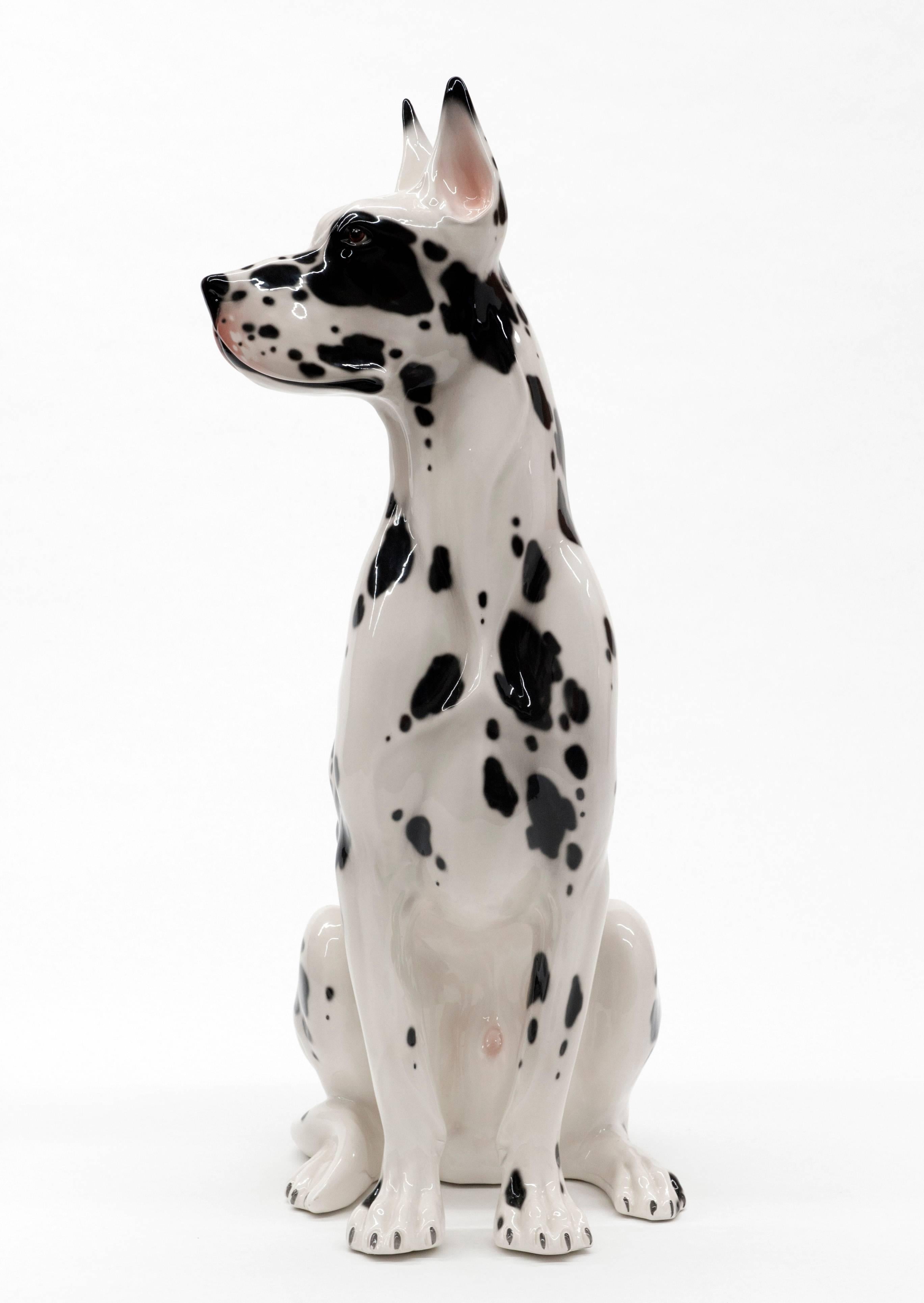 Ceramic Great Dane Dog Sculpture  In Excellent Condition In Washington, DC