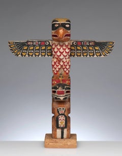Vintage Northwest Hand-Carved Wood TOTEM Pole