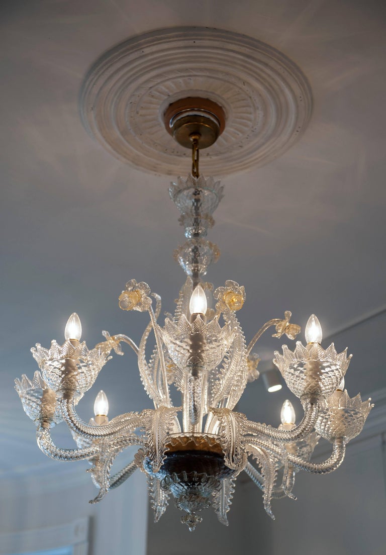 Italian Classic Venetian Murano Glass Chandelier Vintage 1950s at 1stDibs