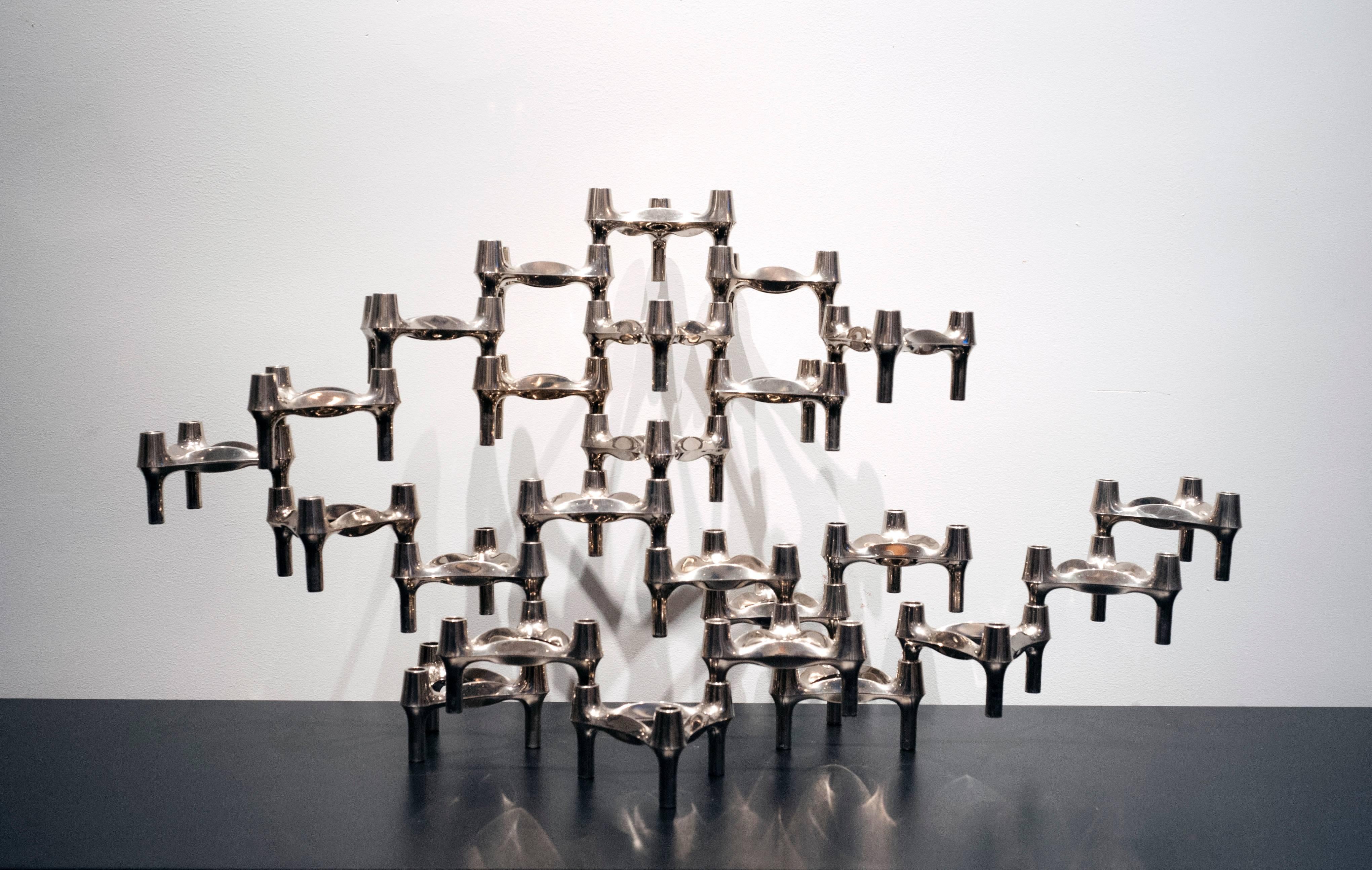25 Piece Stacking Nagel Candleholders Modern Kinetic Sculpture In Excellent Condition In Washington, DC