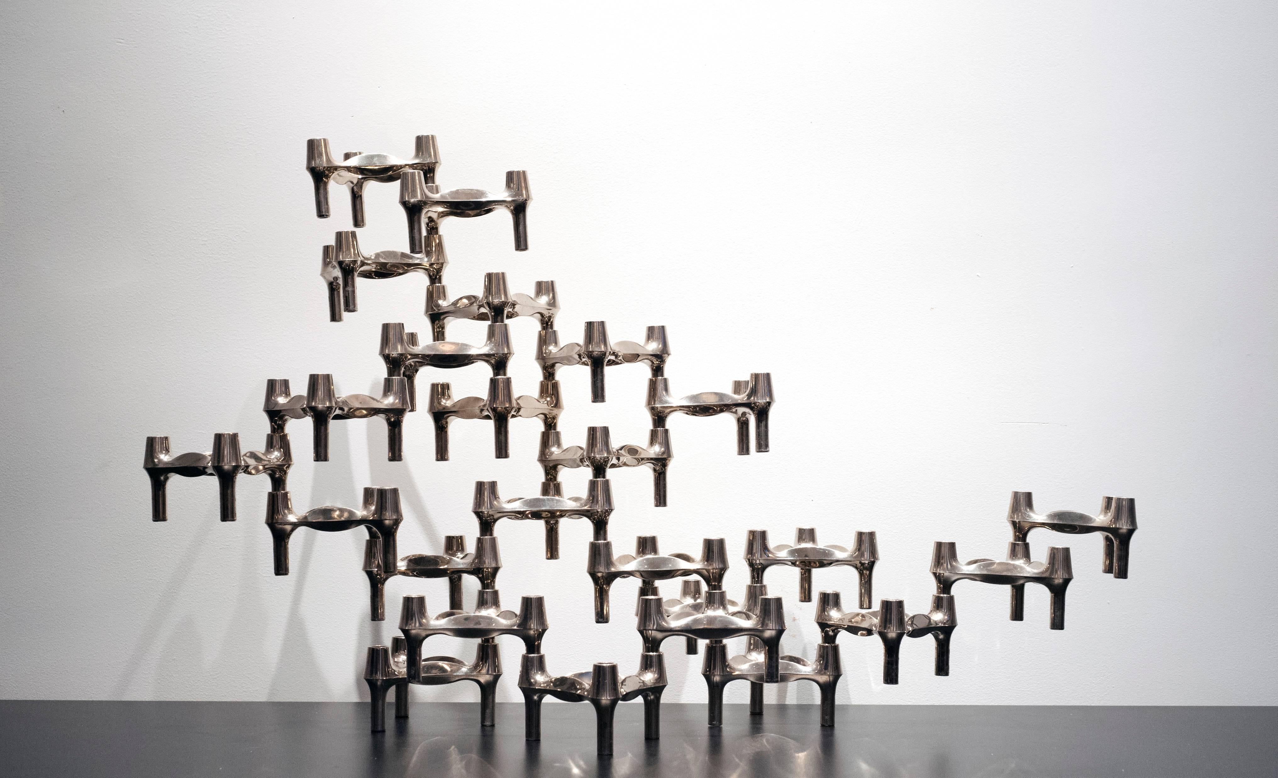 German 25 Piece Stacking Nagel Candleholders Modern Kinetic Sculpture