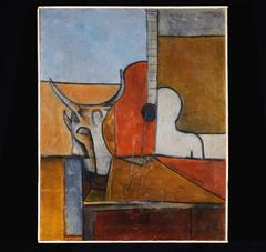 Pittura cubista moderna latino-americana di Luis H. Padilla dell'Honduras, 1970