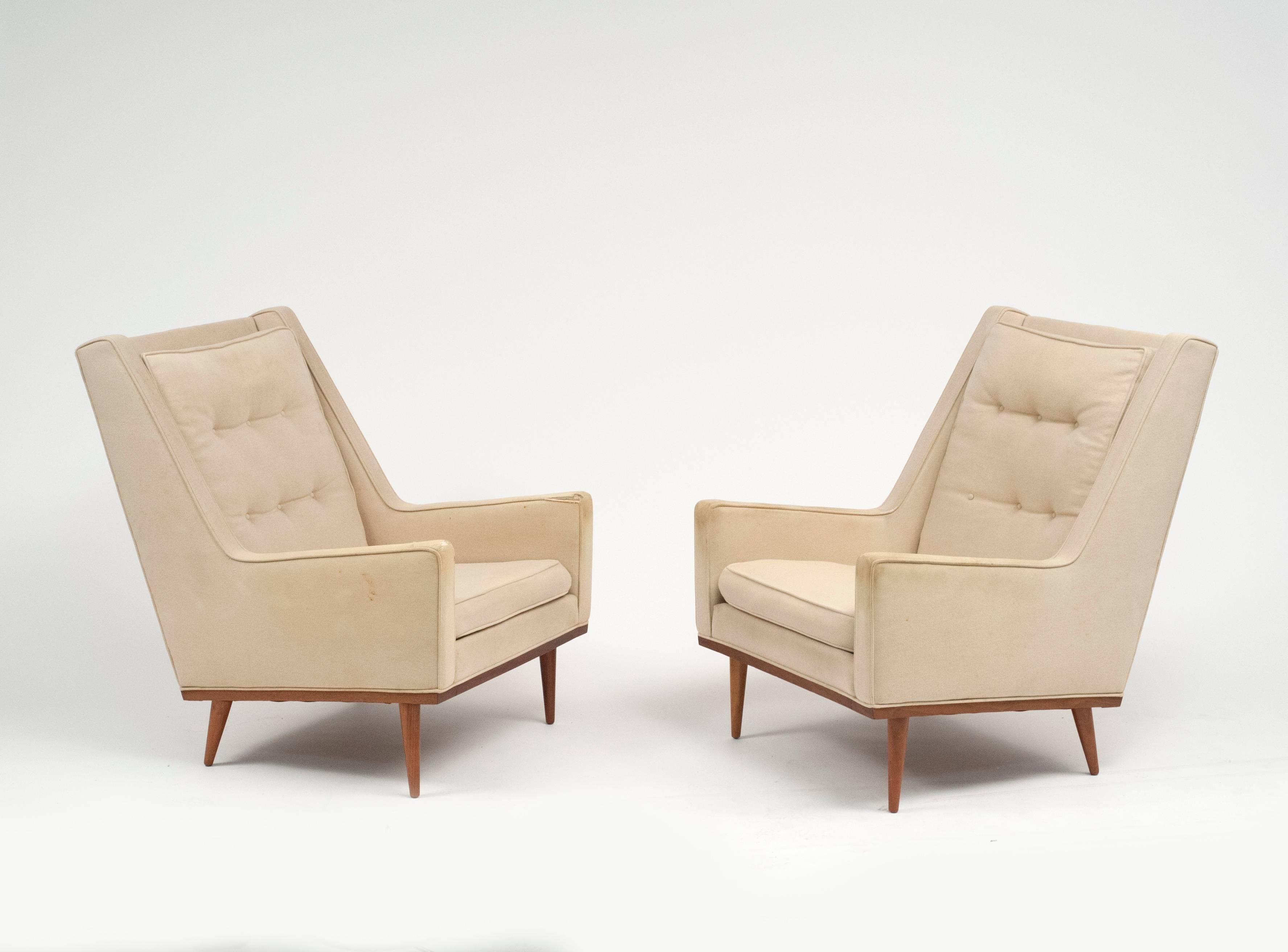 Mid-Century Modern Milo Baughman for Thayer Coggin James Inc. Pair of Lounge Chairs