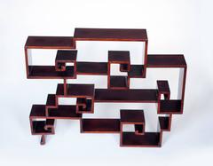 19th Century Chinese Hongmu "Key-Fret" Curio Display Shelf