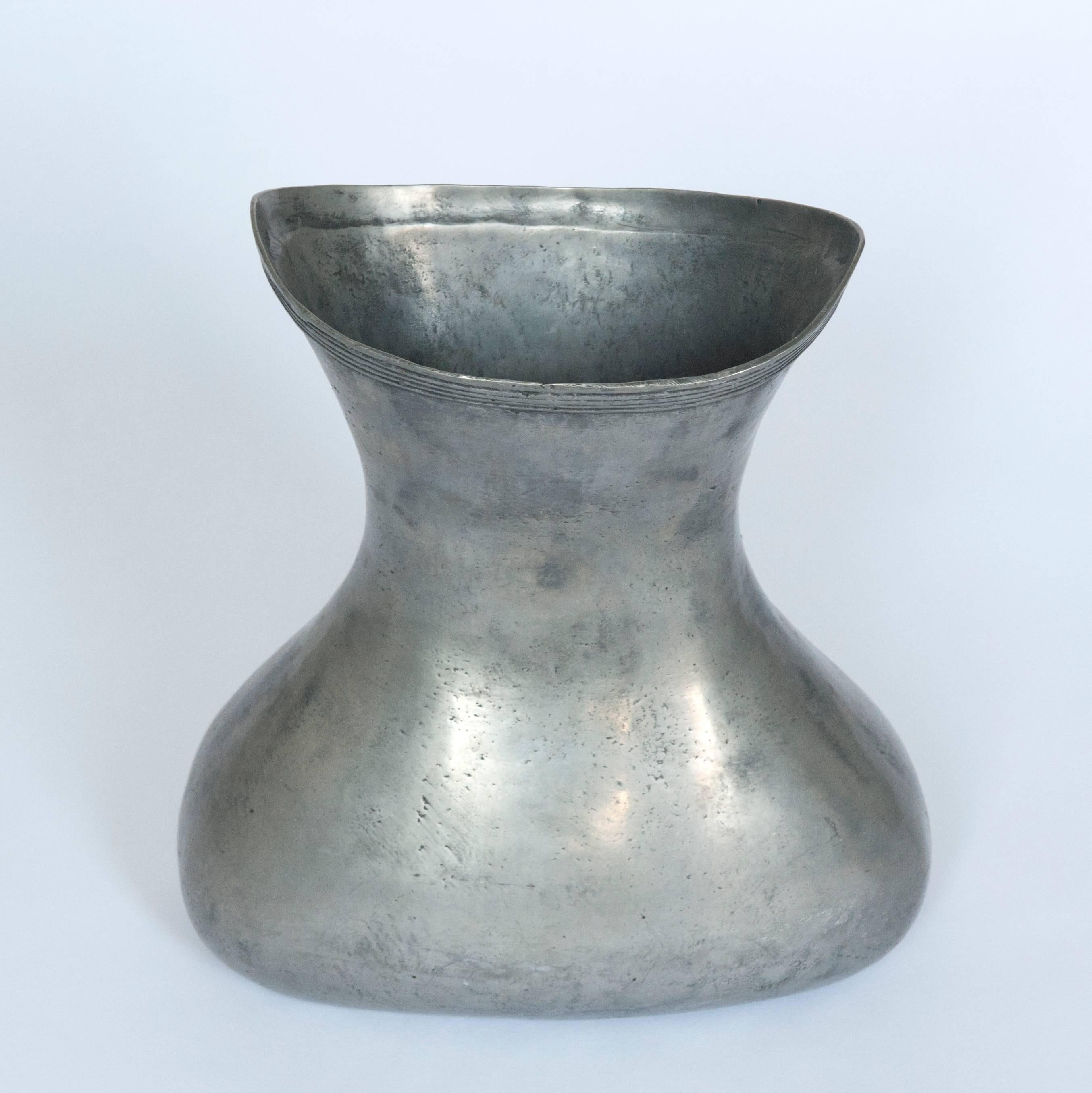 20th Century Large Hand-Made Pewter Vase from Portugal
