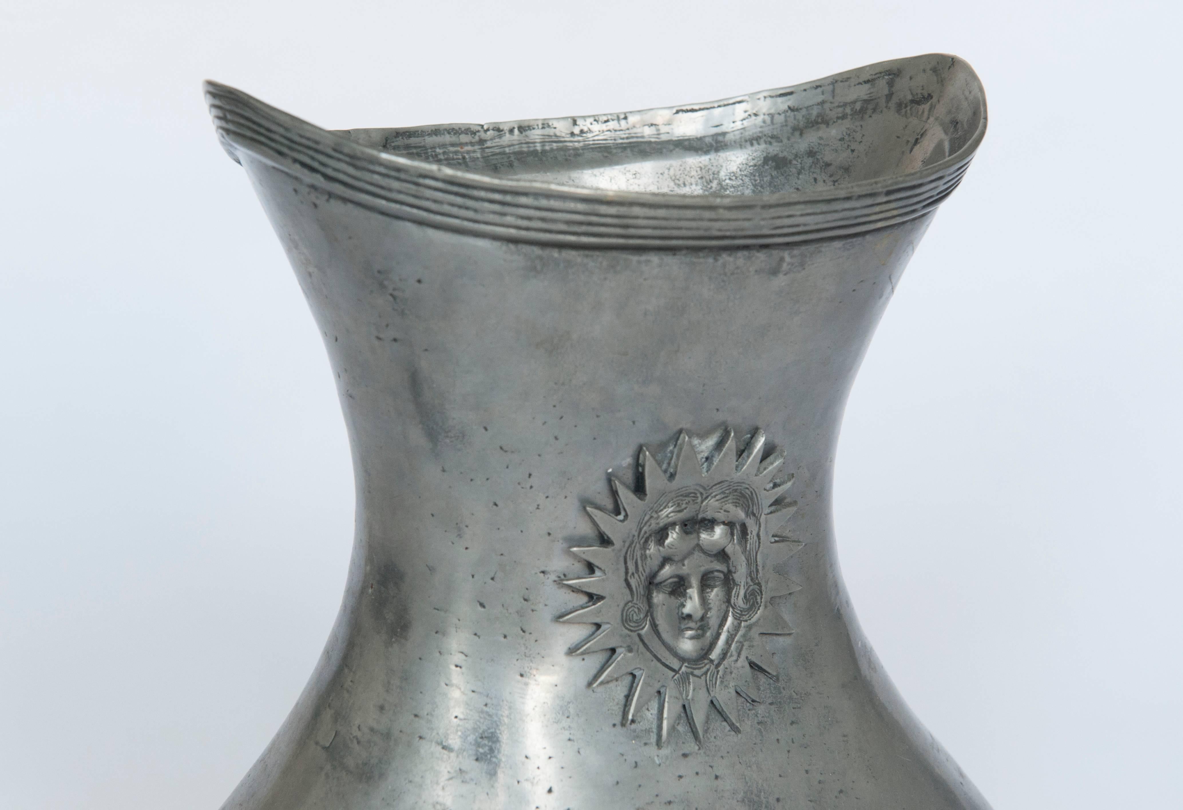 Portuguese Large Hand-Made Pewter Vase from Portugal