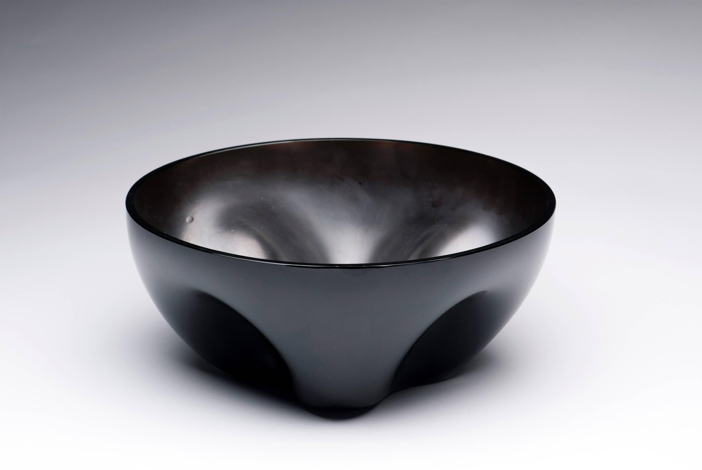 Alfredo Barbini Black Glass Italian Murano Bowl 4