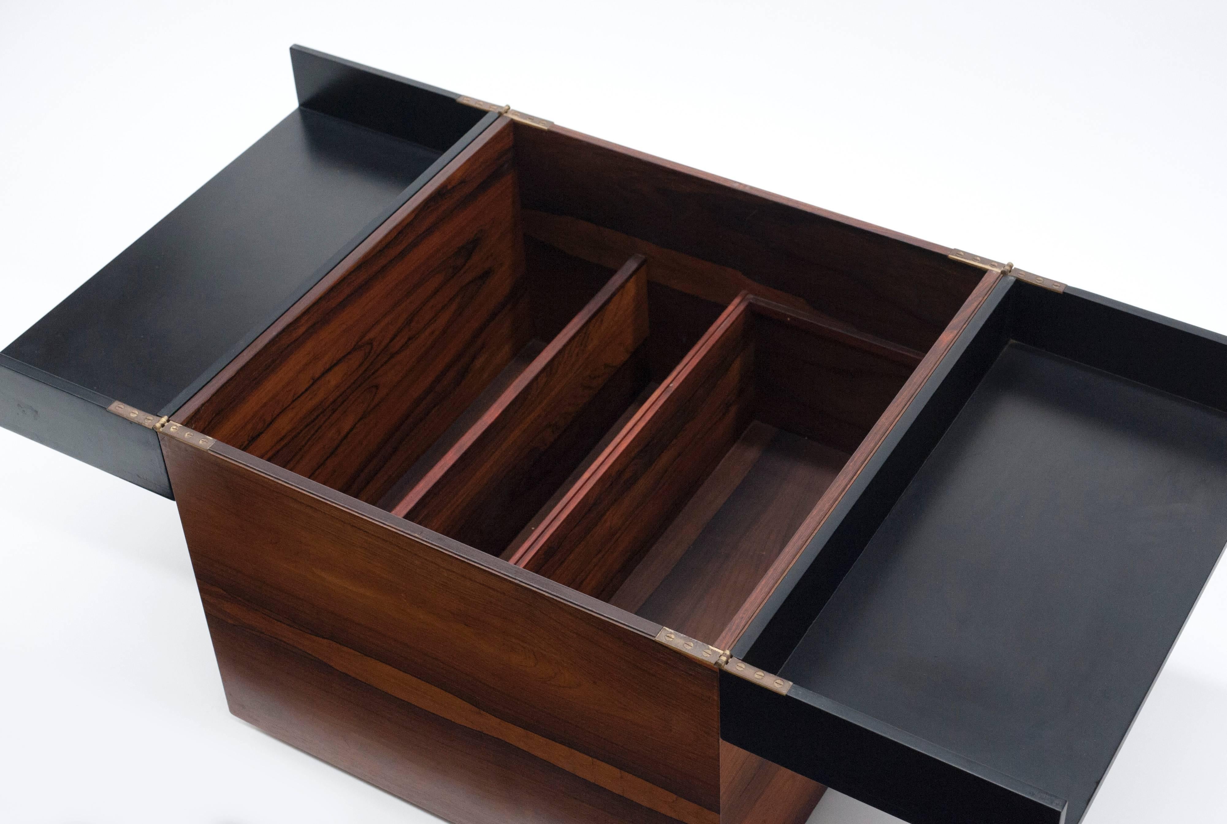 Mid-20th Century Rosewood Record Holder Storage Cabinet by Gunnar Mystrand for Kallemo Sweden