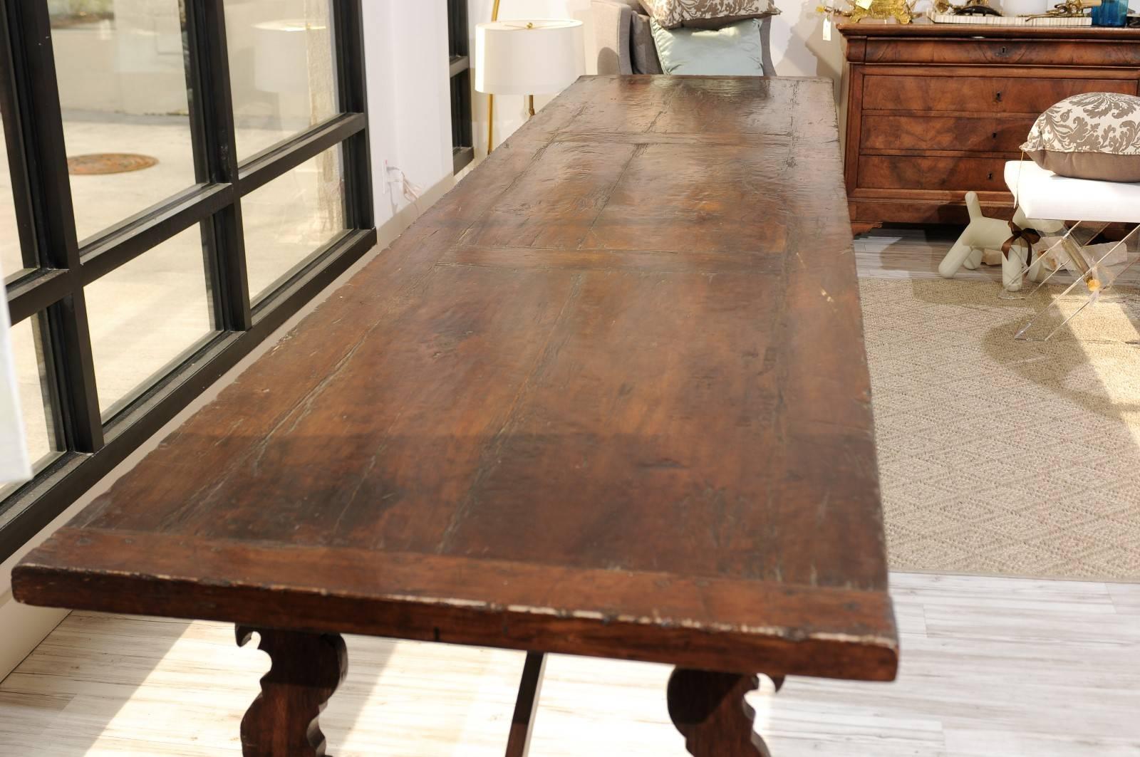19th Century Catalonian Dining Table with Baroque Style Lyre Legs 3