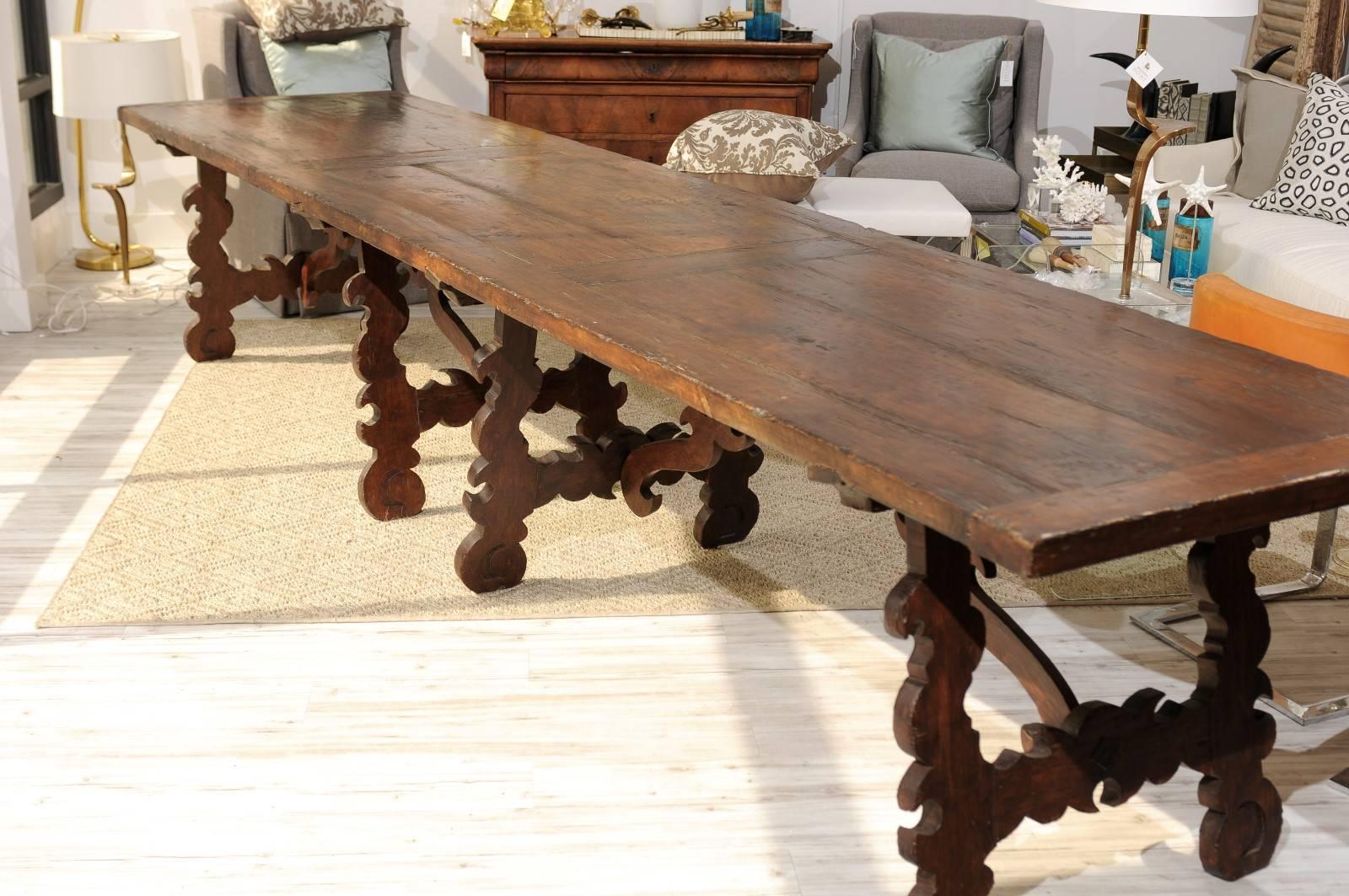 19th Century Catalonian Dining Table with Baroque Style Lyre Legs 5