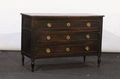 French Vendéan Late 19th Century Louis XVI Style Dark Patina Three-Drawer Chest