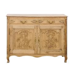 Northern French Louis XV Style, Stripped Oak Buffet with Carved Doors circa 1820 11