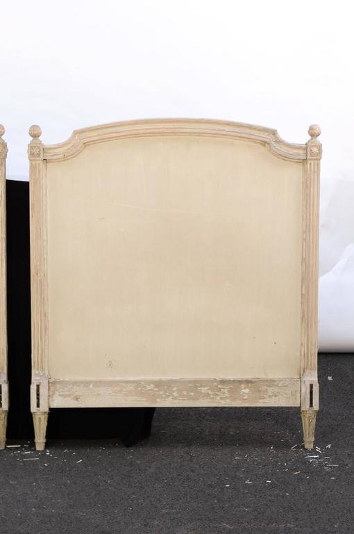 Pair of French Louis XVI Style Twin Bed Striped Wood Headboards, 19th