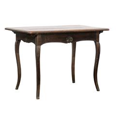 French Dark Walnut Louis XV Style Side Table from the Early 20th Century