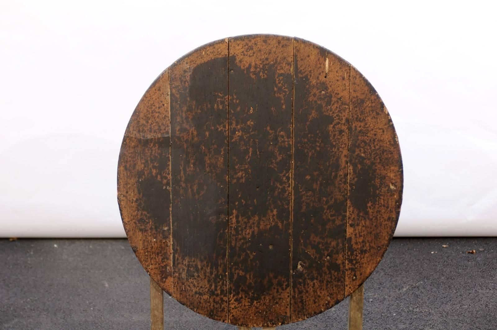 Antique French Rustic Wine Tasting Table with Butterfly Wedge, Late 19th Century In Good Condition In Atlanta, GA