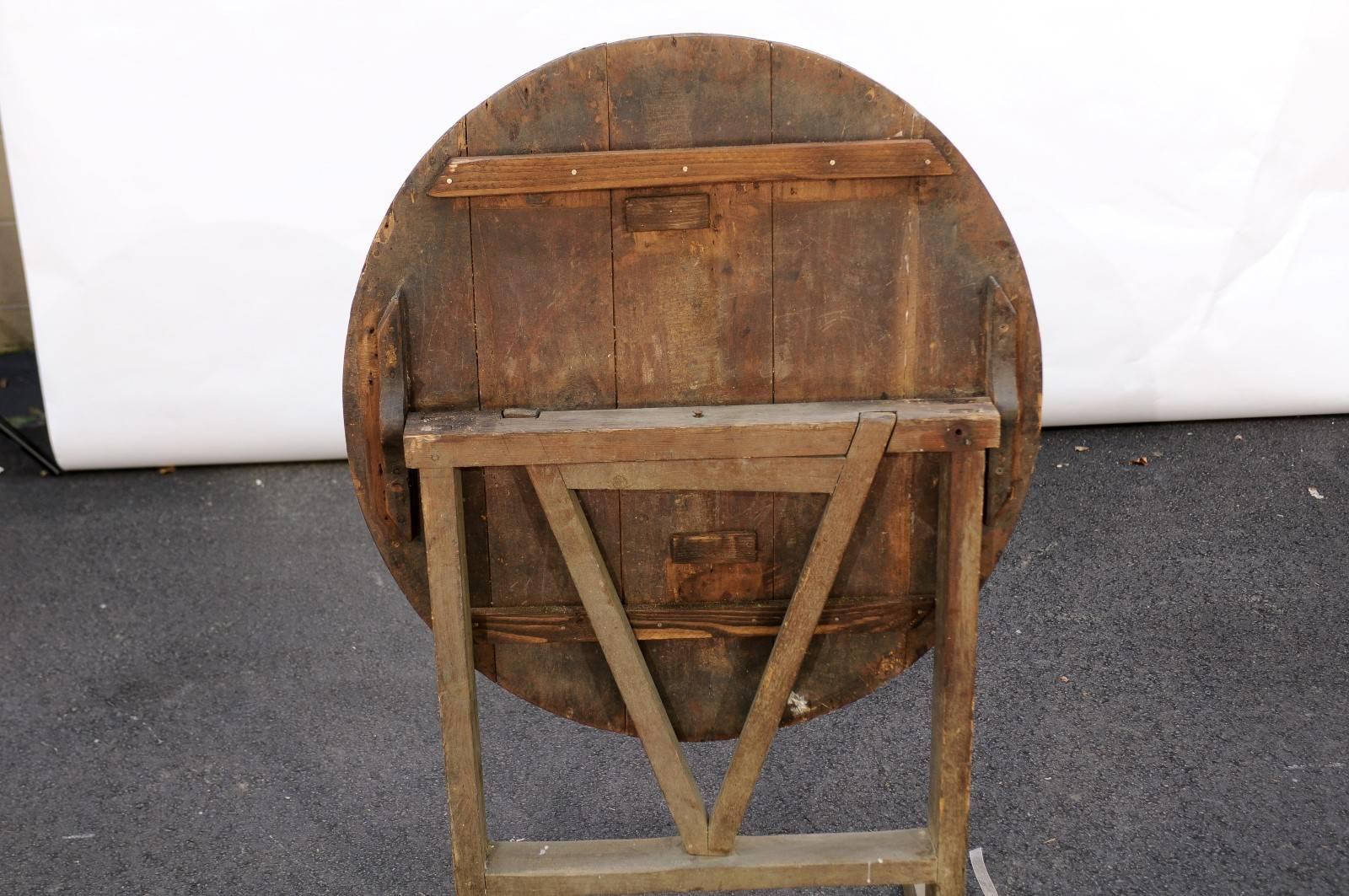 Antique French Rustic Wine Tasting Table with Butterfly Wedge, Late 19th Century 1