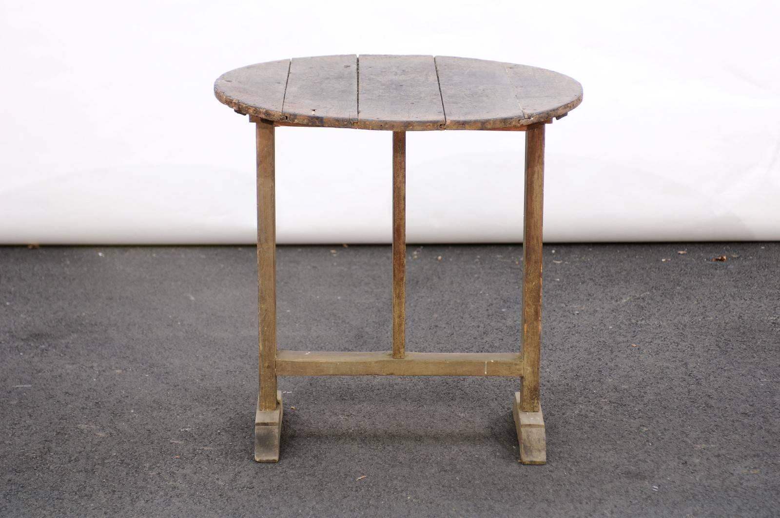 Antique French Rustic Wine Tasting Table with Butterfly Wedge, Late 19th Century 2