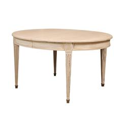 French Oval Louis XVI Style Painted Wood Table with Extensions and Tapered Legs 2