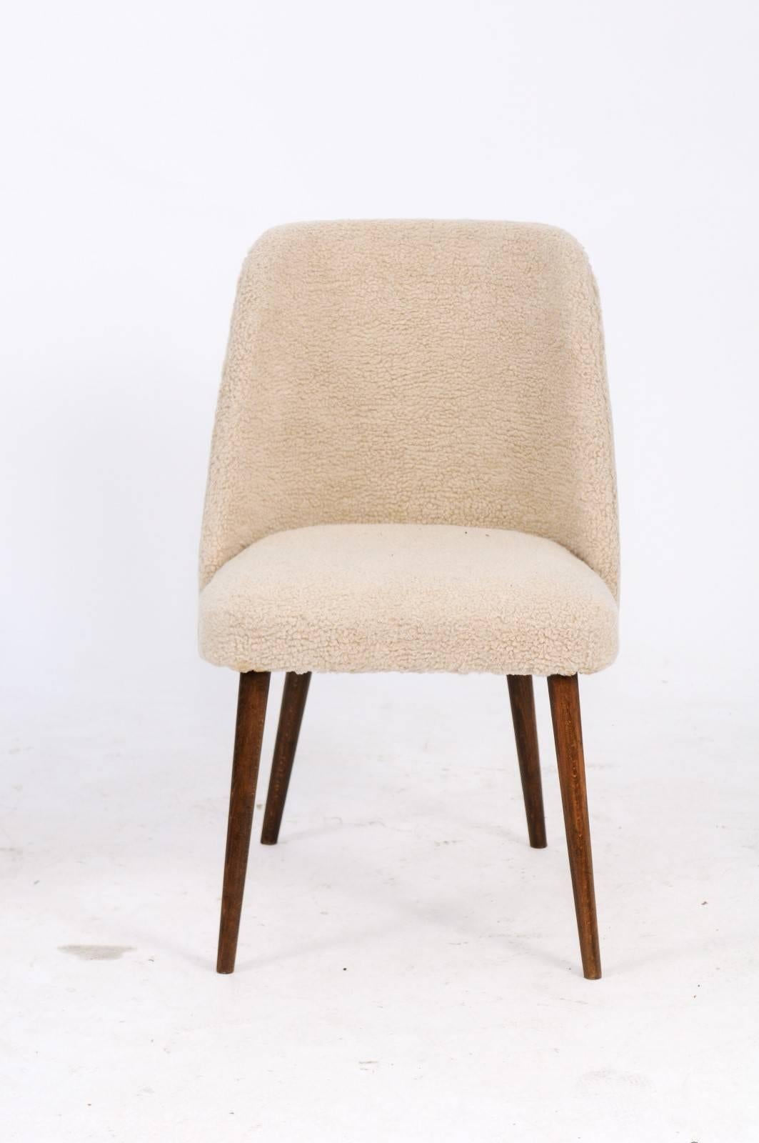 Pair of French Mouton Upholstered Side Chairs from the Mid-Century In Good Condition In Atlanta, GA
