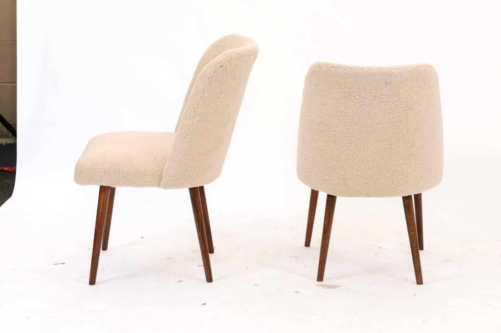 Pair of French Mouton Upholstered Side Chairs from the Mid-Century 1