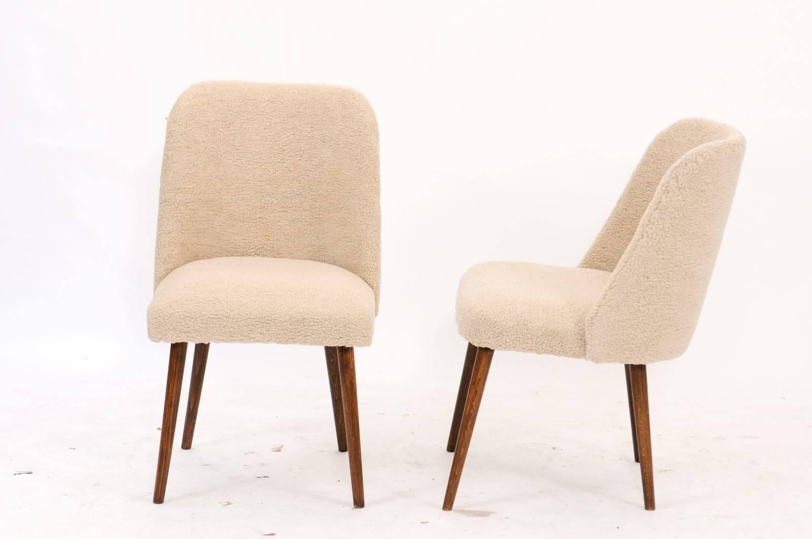 Pair of French Mouton Upholstered Side Chairs from the Mid-Century 2