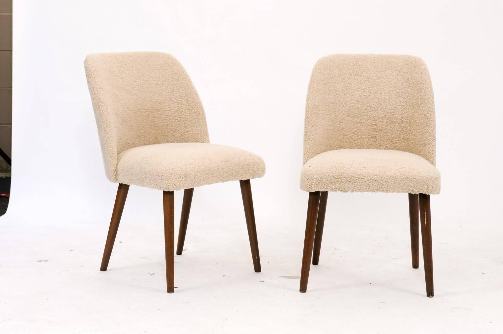 Pair of French Mouton Upholstered Side Chairs from the Mid-Century 3