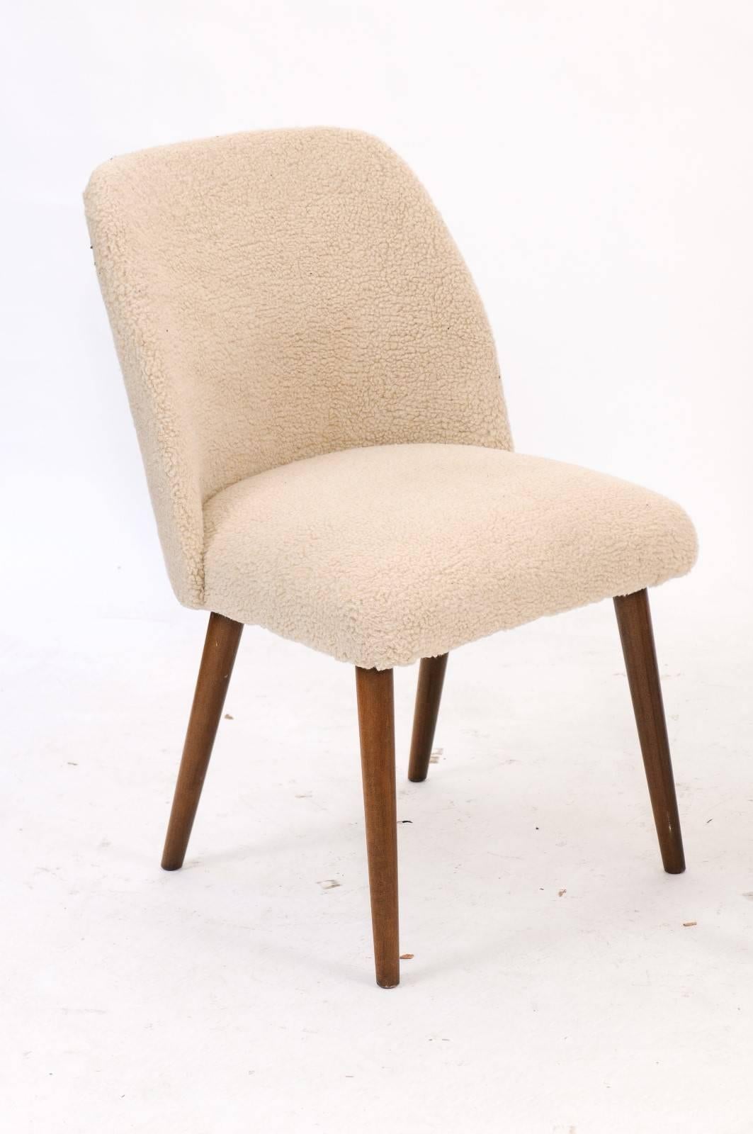 Pair of French Mouton Upholstered Side Chairs from the Mid-Century 4