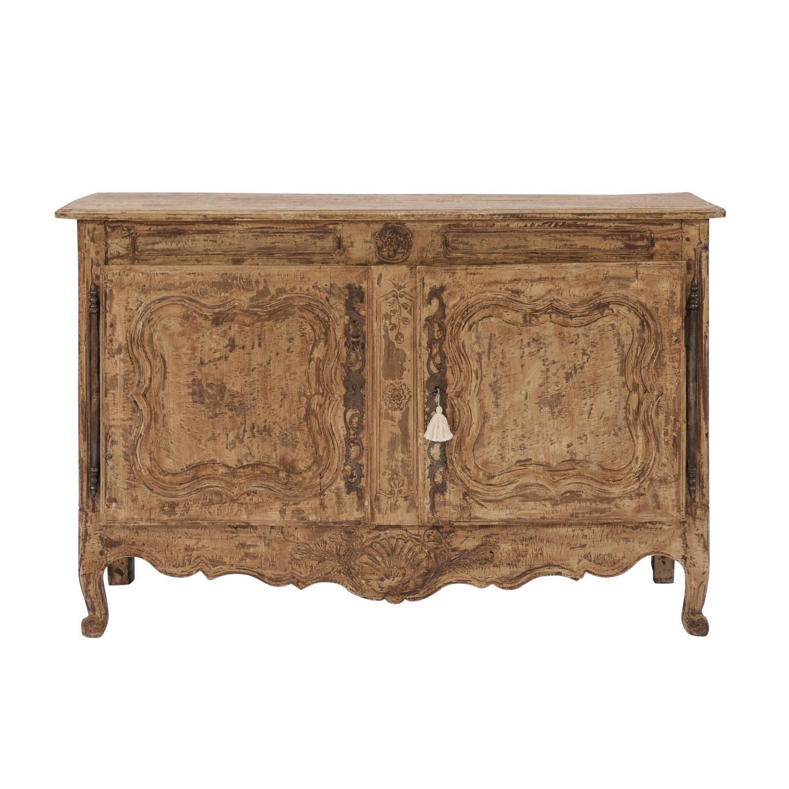 1780s Stripped Wood Two-Door Buffet from the Auvergne Region of France