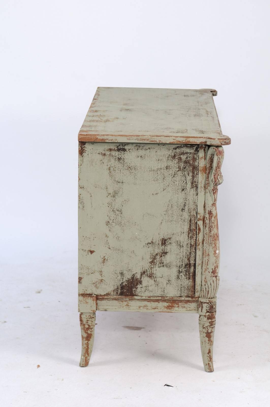 Art Nouveau Style French Painted Three-Drawer Commode with Swan Motifs For Sale 3