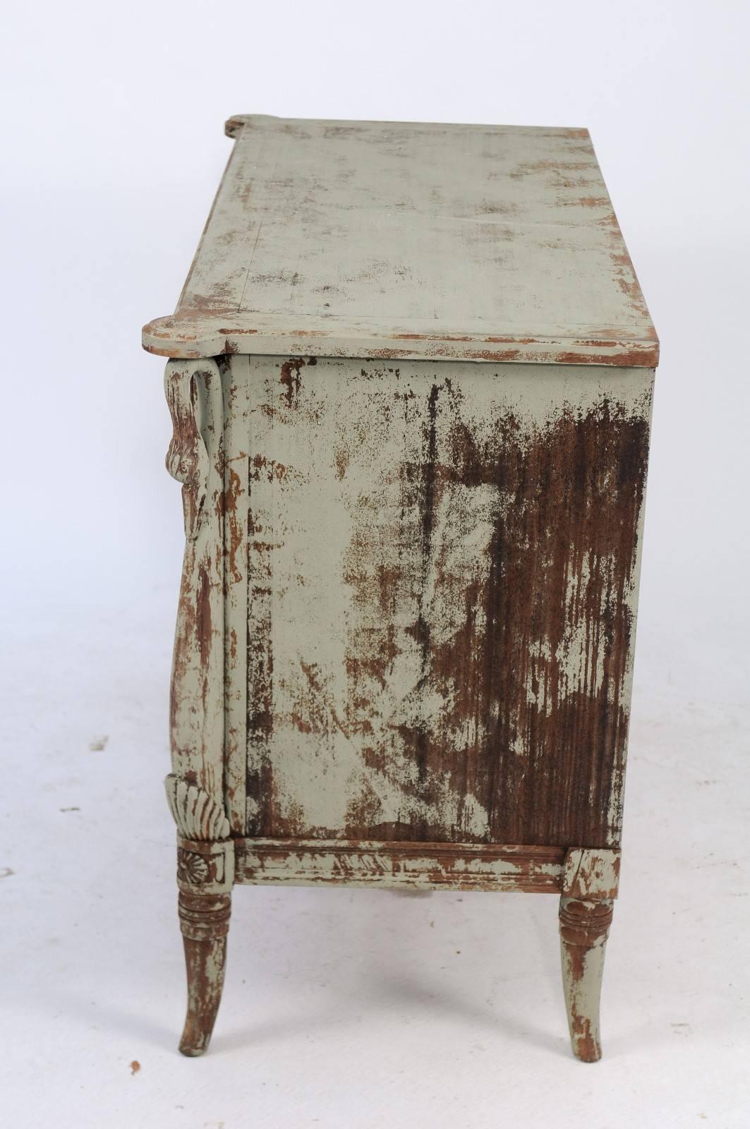 Art Nouveau Style French Painted Three-Drawer Commode with Swan Motifs For Sale 2