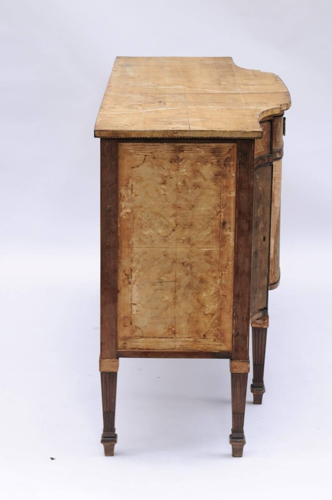 French, 1920s, Neoclassical Style Serpentine Front Sideboard with Stripped Wood 5