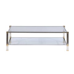 French Brass and Chrome Signed Pierre Vandel Coffee Table from the 1960s