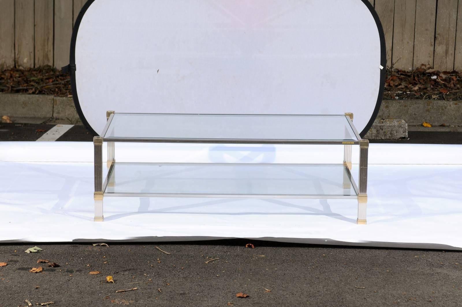 French Brass and Chrome Signed Pierre Vandel Coffee Table from the 1960s 4