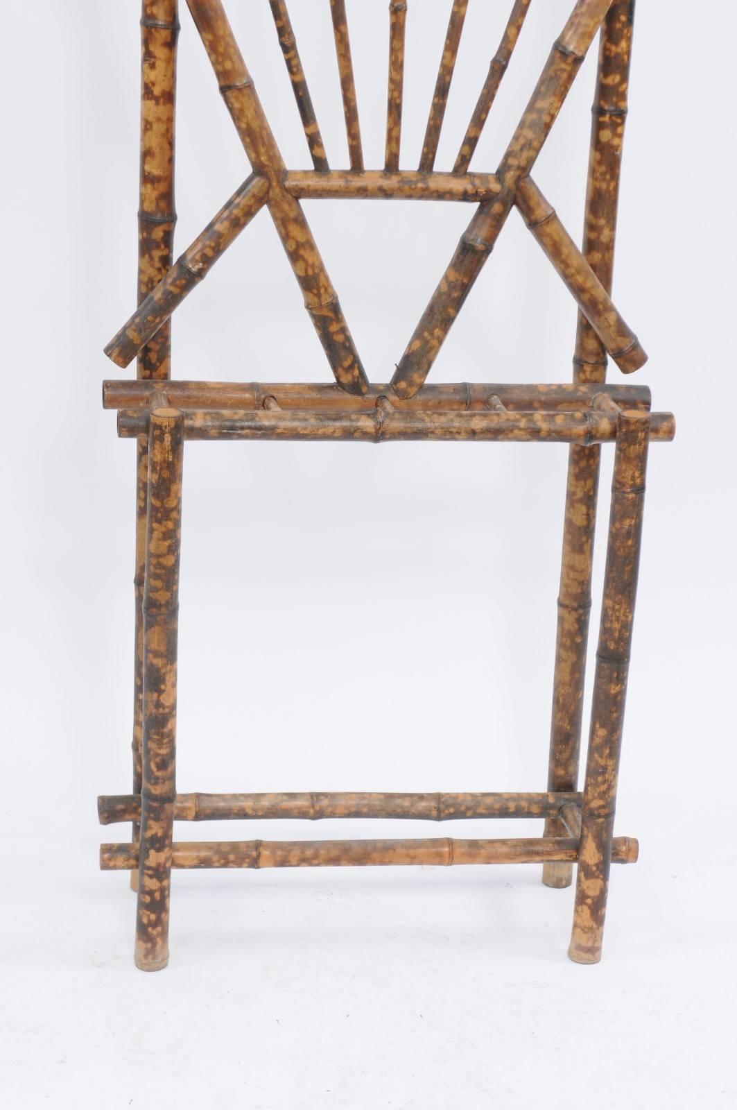 French Tortoise-Colored Faux-Bamboo Coat Rack with Mirror from the 19th Century 2