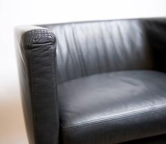French Mid-Century Modern Leather Swivel Armchair